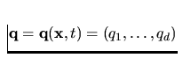 ${\bf q=q(x},t) =(q_1,\dots,q_d)$